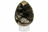 Septarian Dragon Egg Geode - Black Crystals #110881-1